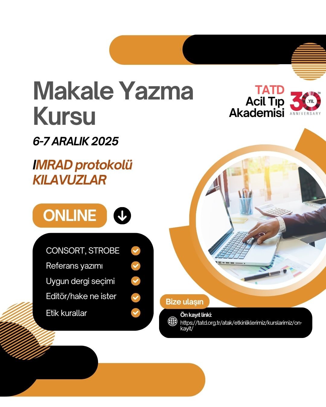 Klinisyenler için Online Makale Yazma Kursu 6 - 7 Aralık 2025, Online