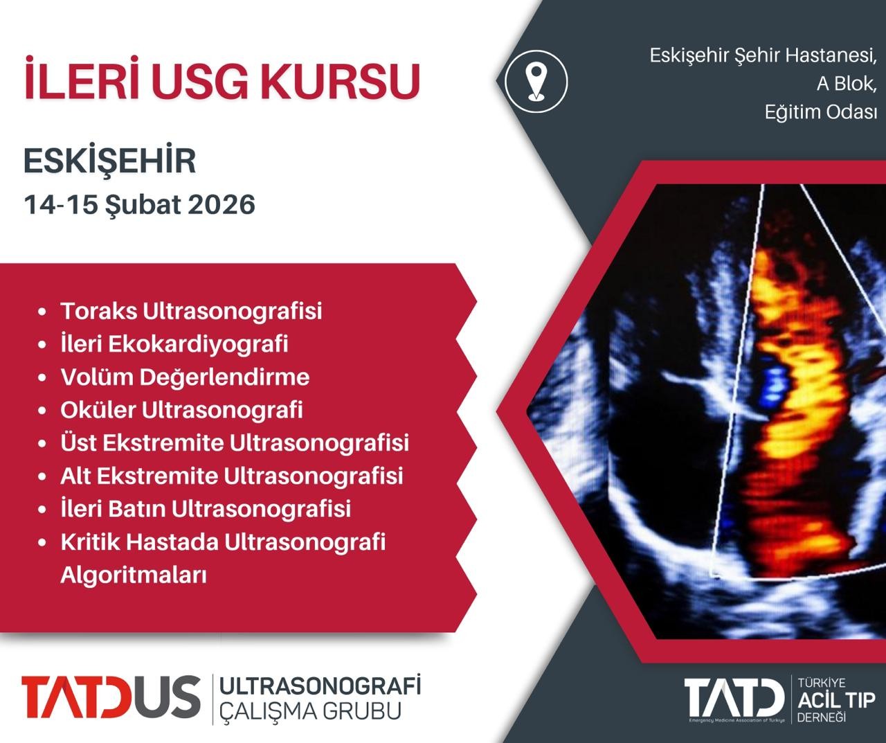 İleri Ultrasonografi Kursu 14 - 15 Şubat 2026, Eskişehir