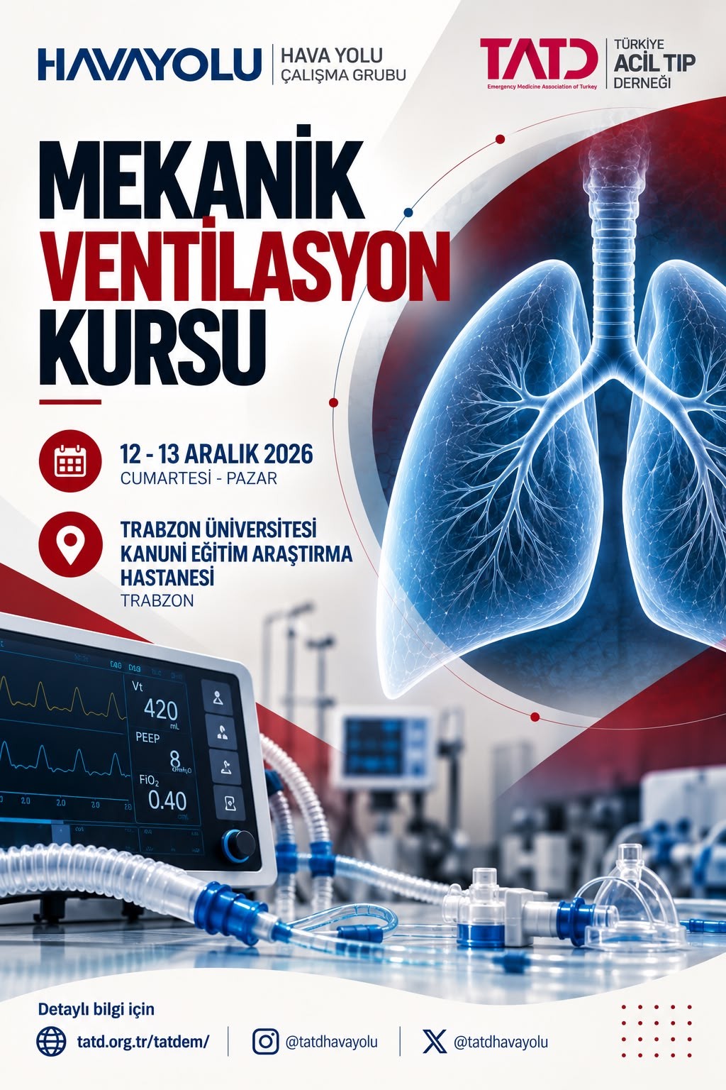 12-13 Aralık 2026 Mekanik Ventilasyon Kursu, TRABZON