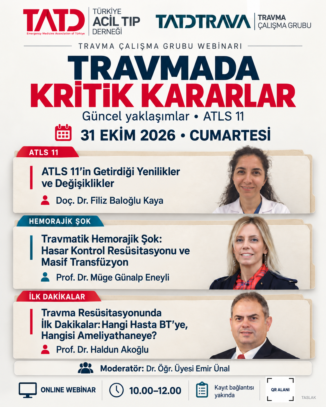 5 Kasım 2026 Travmada Kritik Kararlar: Güncel Yaklaşımlar ve ATLS 11 Webinarı
