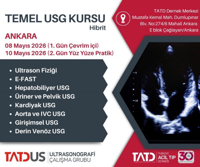 8 – 10 Mayıs Temel Ultrasonografi Kursu, Hibrit ANKARA