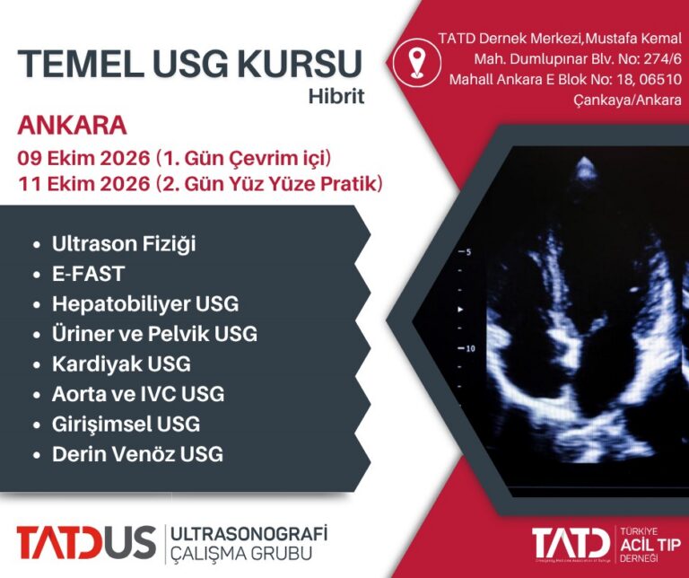 Temel Ultrasonografi Kursu Hibrit, 9-11 Ekim, ANKARA